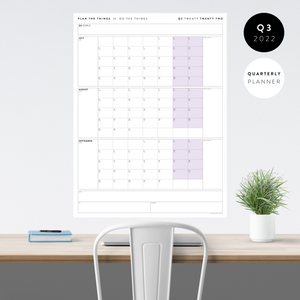 Q3 2022 QUARTERLY GIANT WALL CALENDAR (JULY - SEPTEMBER 2022) - PURPLE WEEKENDS