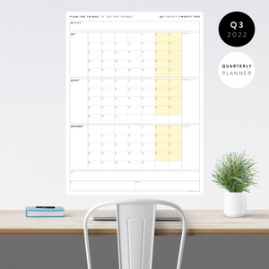 Q3 2022 QUARTERLY GIANT WALL CALENDAR (JULY - SEPTEMBER 2022) - YELLOW WEEKENDS