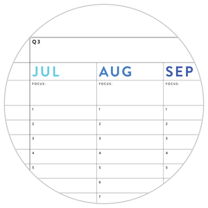 PRINTABLE UNDATED PERPETUAL ANNUAL + QUARTERLY PLANNING WALL CALENDAR (HORIZONTAL / SIMPLE RAINBOW) - INSTANT DOWNLOAD