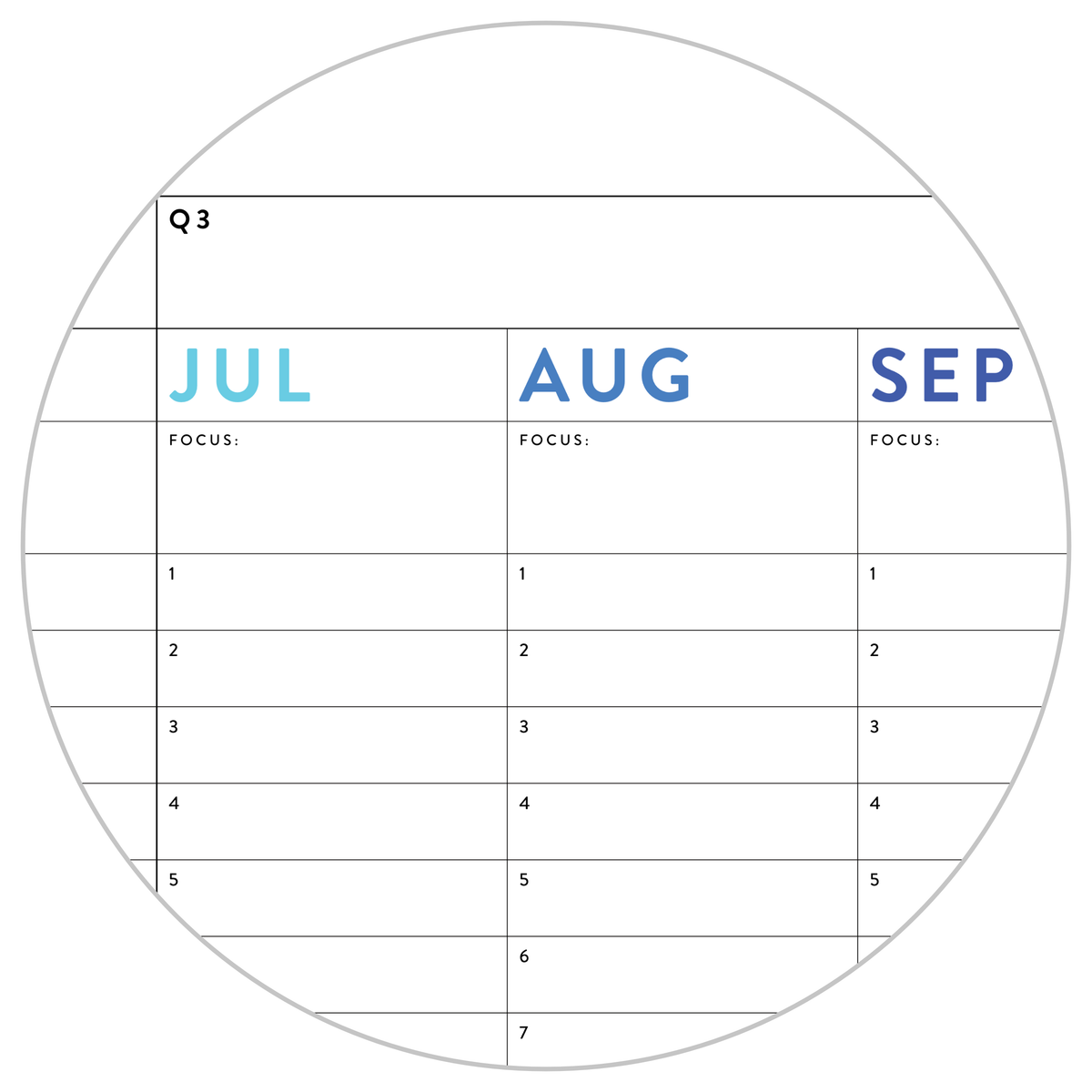 UNDATED PERPETUAL / FOREVER WALL CALENDAR - ANNUAL + QUARTERLY PLANNING
