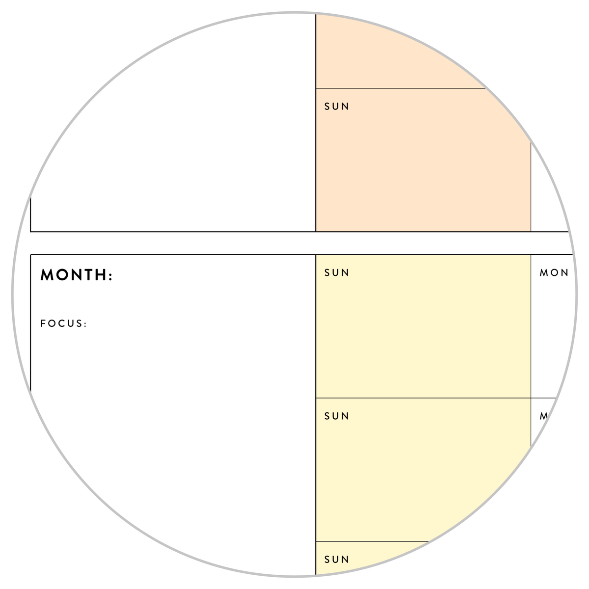 PRINTABLE UNDATED QUARTERLY WALL CALENDAR BUNDLE - SUNDAY START - RAINBOW WEEKENDS - INSTANT DOWNLOAD