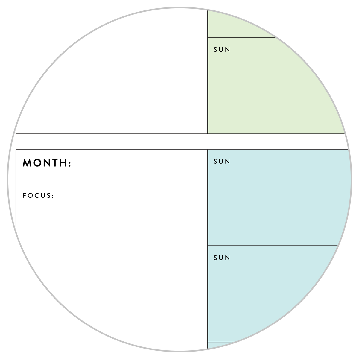 PRINTABLE UNDATED QUARTERLY WALL CALENDAR - SUNDAY START - RAINBOW (2) WEEKENDS - INSTANT DOWNLOAD