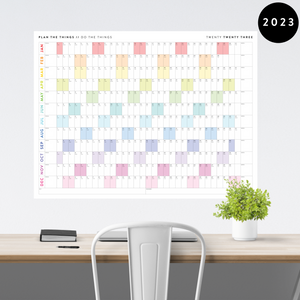 GIANT 2023 WALL CALENDAR | HORIZONTAL WITH RAINBOW WEEKENDS