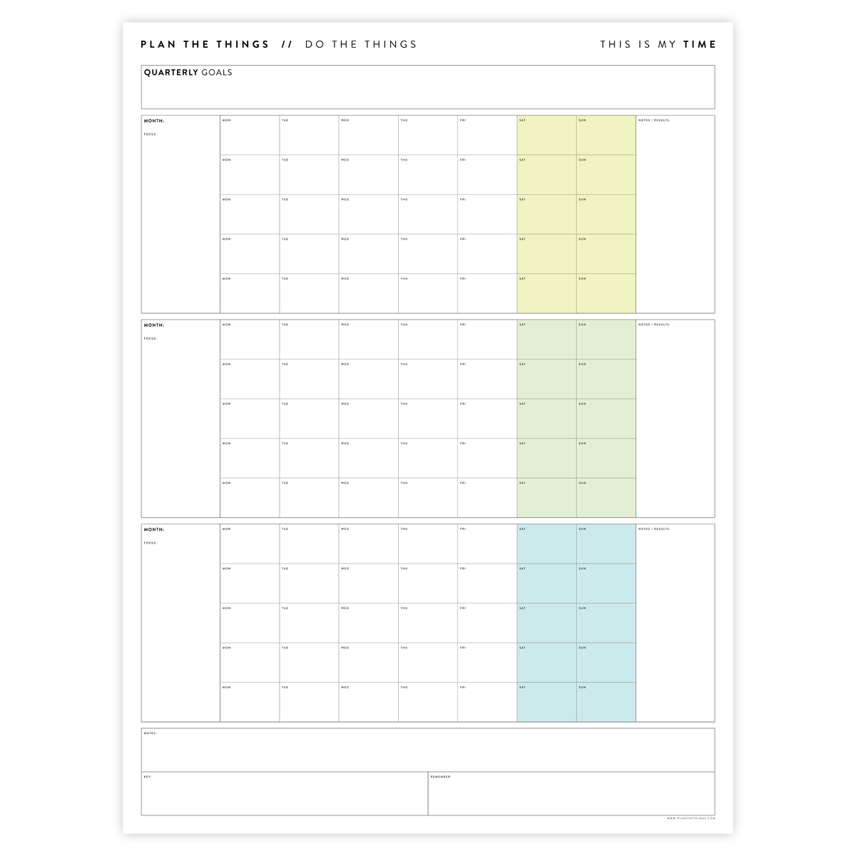 PRINTABLE UNDATED QUARTERLY WALL CALENDAR BUNDLE - MONDAY START - RAIN - Plan The Things printable-undated-quarterly-wall-calendar-bundle-monday-start-rain-plan-the-things