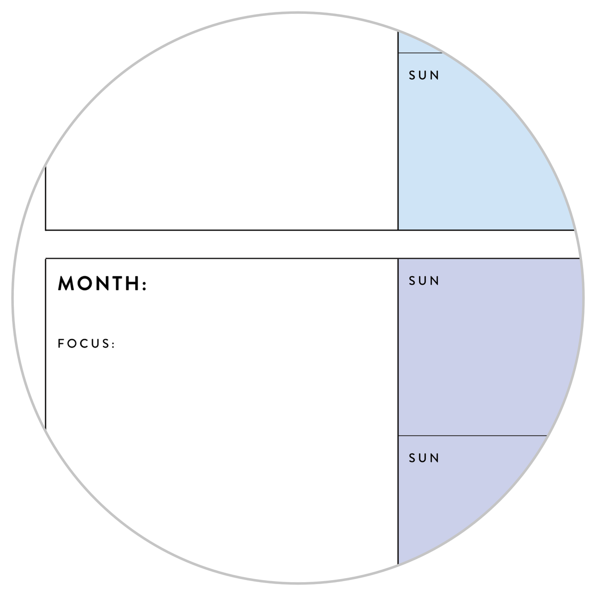 PRINTABLE UNDATED QUARTERLY WALL CALENDAR - SUNDAY START - RAINBOW (3) WEEKENDS - INSTANT DOWNLOAD