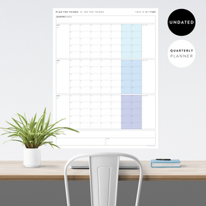 PRINTABLE UNDATED QUARTERLY WALL CALENDAR - MONDAY START - RAINBOW (3) WEEKENDS - INSTANT DOWNLOAD