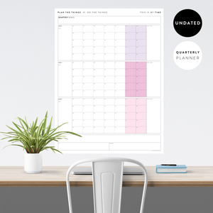 PRINTABLE UNDATED QUARTERLY WALL CALENDAR - MONDAY START - RAINBOW (4) WEEKENDS - INSTANT DOWNLOAD