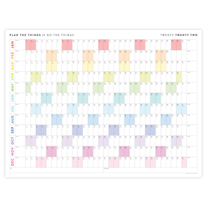 PRINTABLE HORIZONTAL 2022 WALL CALENDAR WITH RAINBOW WEEKENDS - INSTANT DOWNLOAD
