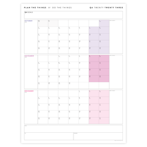 Q4 2023 QUARTERLY GIANT WALL CALENDAR (OCTOBER - DECEMBER 2023) - RAINBOW WEEKENDS