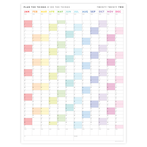 PRINTABLE VERTICAL 2022 WALL CALENDAR WITH RAINBOW WEEKENDS - INSTANT DOWNLOAD