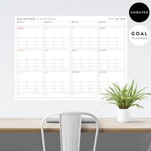 ANNUAL FOCUS AND GOALS WALL PLANNER - UNDATED | RAINBOW