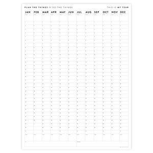 GIANT UNDATED PERPETUAL WALL CALENDAR / BIRTHDAY CALENDAR (VERTICAL / B + W)