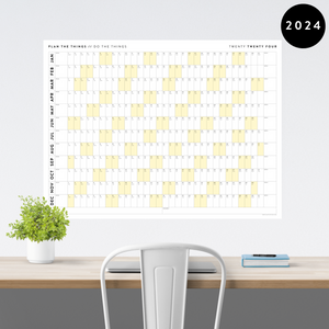 GIANT 2024 WALL CALENDAR | HORIZONTAL WITH YELLOW WEEKENDS