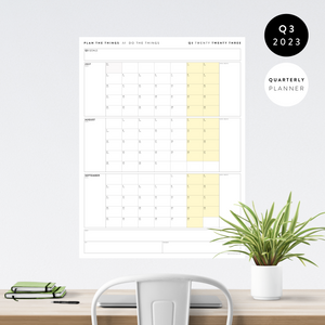 PRINTABLE Q3 (JULY - SEPTEMBER) 2023 QUARTERLY WALL CALENDAR (YELLOW) - INSTANT PDF DOWNLOAD