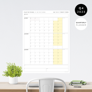 Q4 2023 QUARTERLY GIANT WALL CALENDAR (OCTOBER - DECEMBER 2023) - YELLOW WEEKENDS