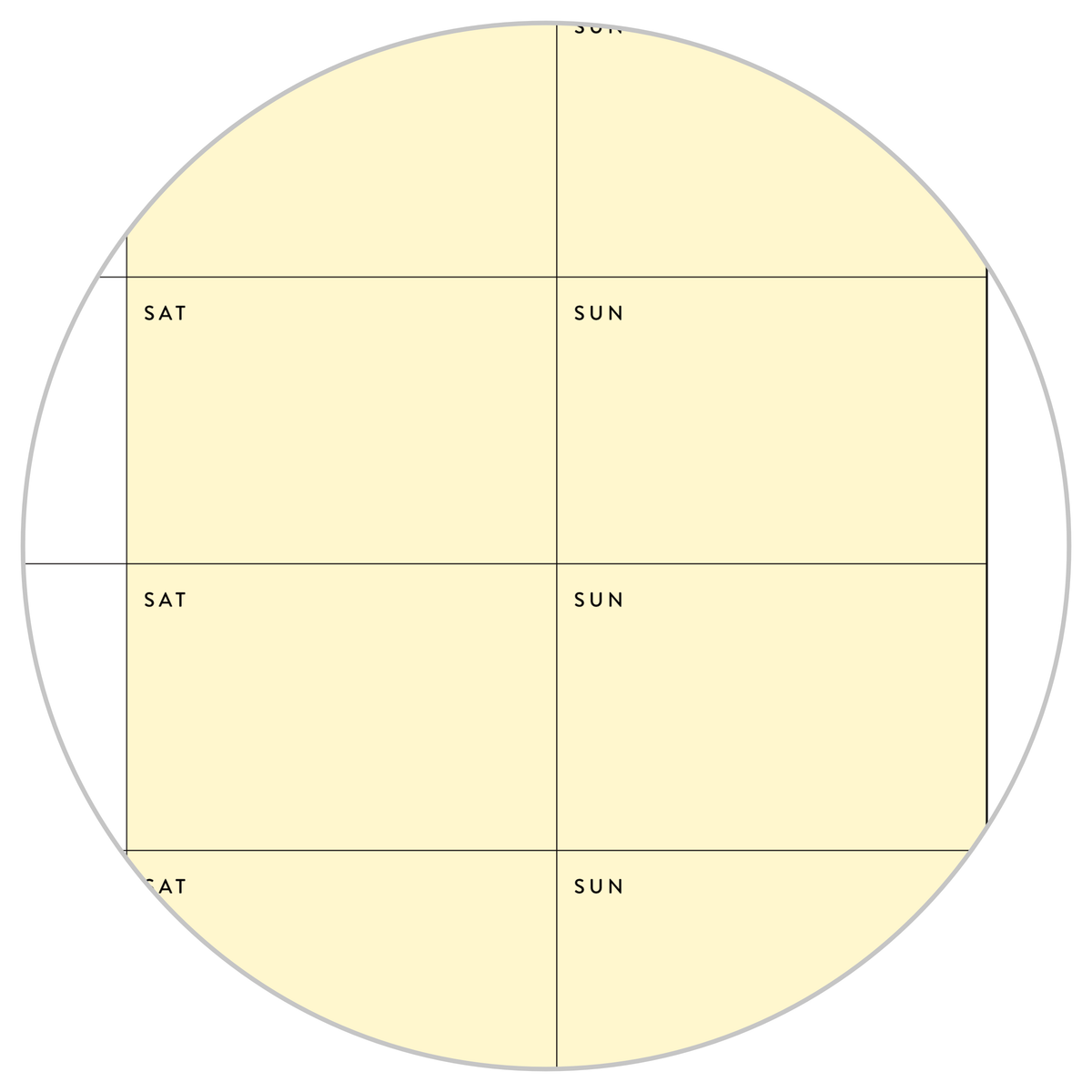 PRINTABLE UNDATED QUARTERLY WALL CALENDAR - MONDAY START - YELLOW WEEKENDS - INSTANT DOWNLOAD