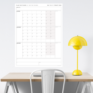 QUARTERLY WALL CALENDAR - Q4 2021 - VERTICAL WITH GREY / GRAY WEEKENDS